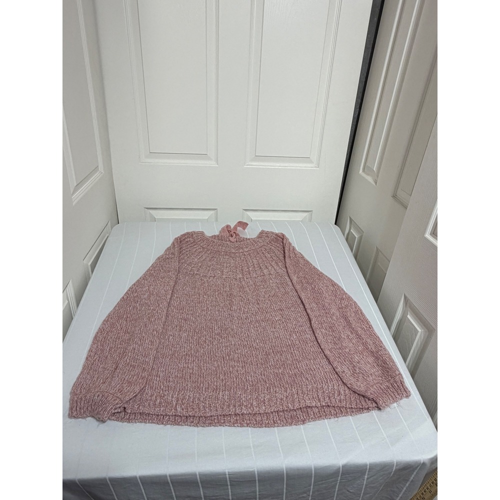 LC Lauren Conrad Pink Marled Knit Keyhole Back Bow Sweater XL